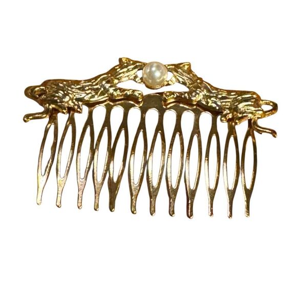INC International Concepts Gold Hair Comb with Pearl Accent - Picture 1 of 4